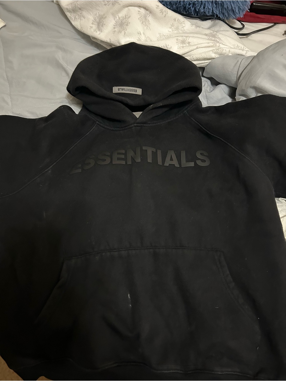 Essentials Black Pullover Hoodie with Subtle Logo